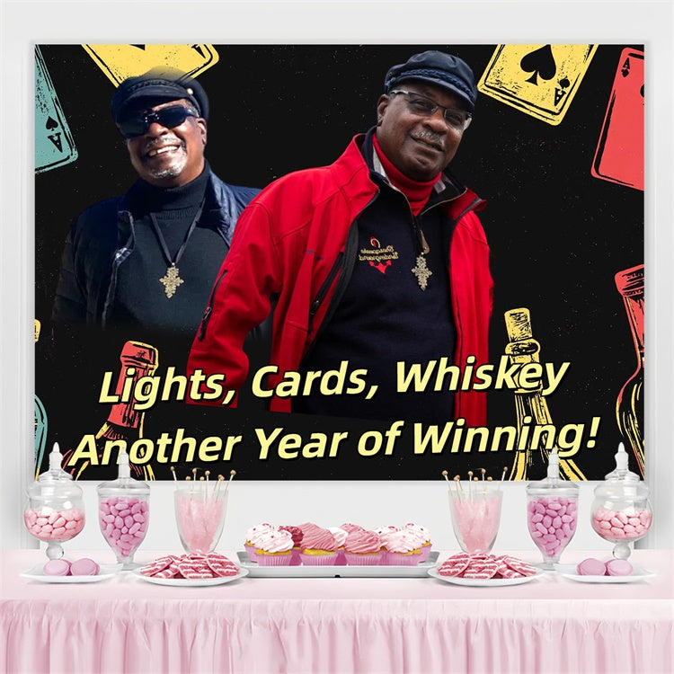 Custom Made Birthday Backdrops Poker Cards Whiskey Vibe Backdrop UK CSH4-33