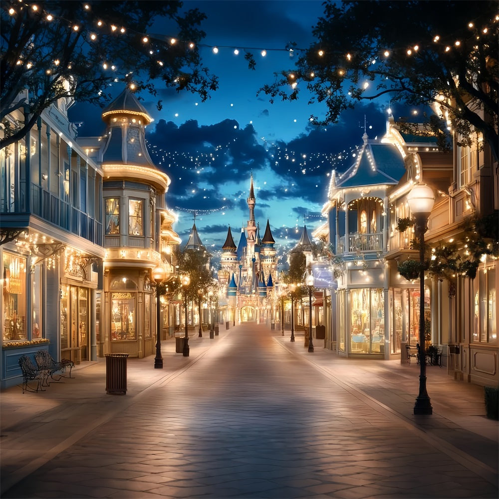 Castle Backdrops Fairytale Town Lights Backdrop UK CSH4-330