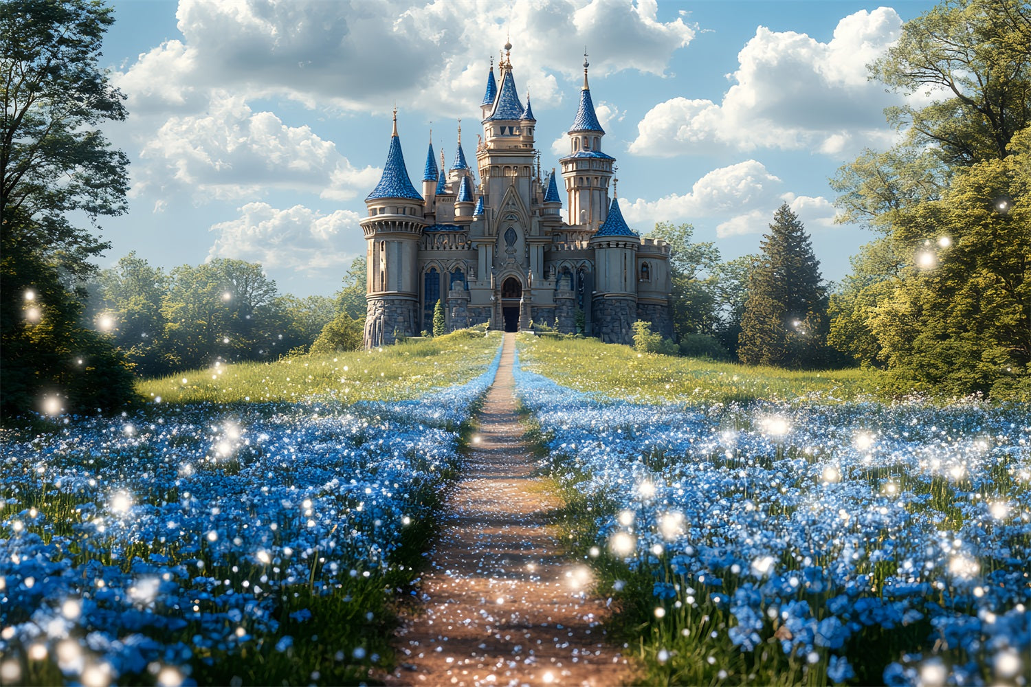 Castle Photography Backdrop Flower Path Backdrop UK CSH4-333