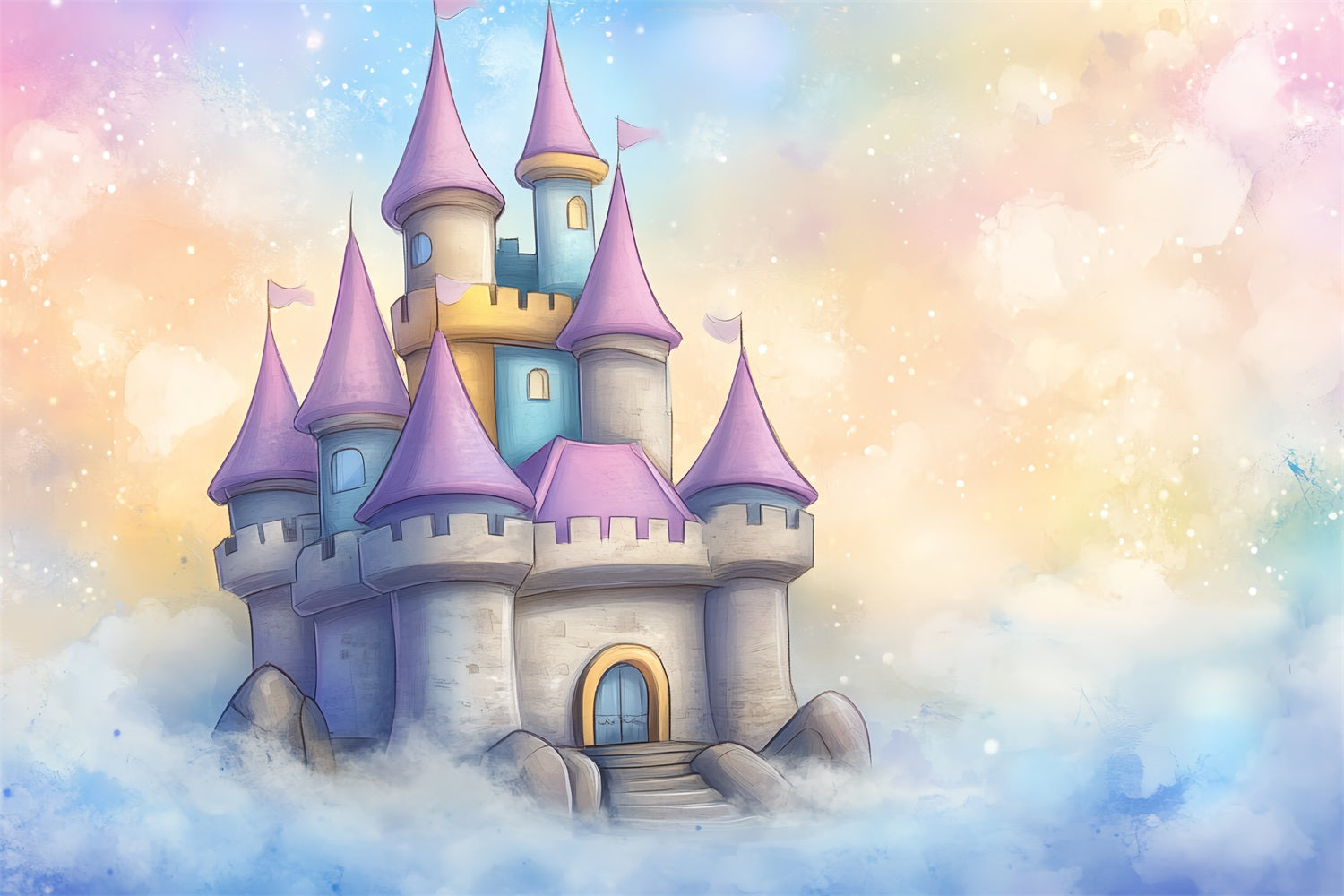 Backdrop Castle Dreamy Cartoon Clouds Backdrop UK CSH4-334
