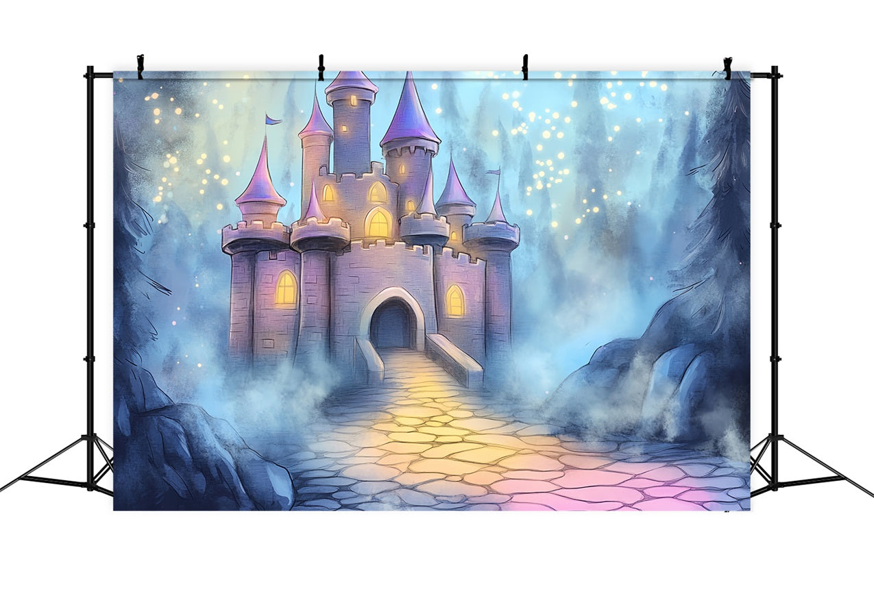 Castle Backdrop Magical Night Misty Forest Backdrop UK CSH4-335