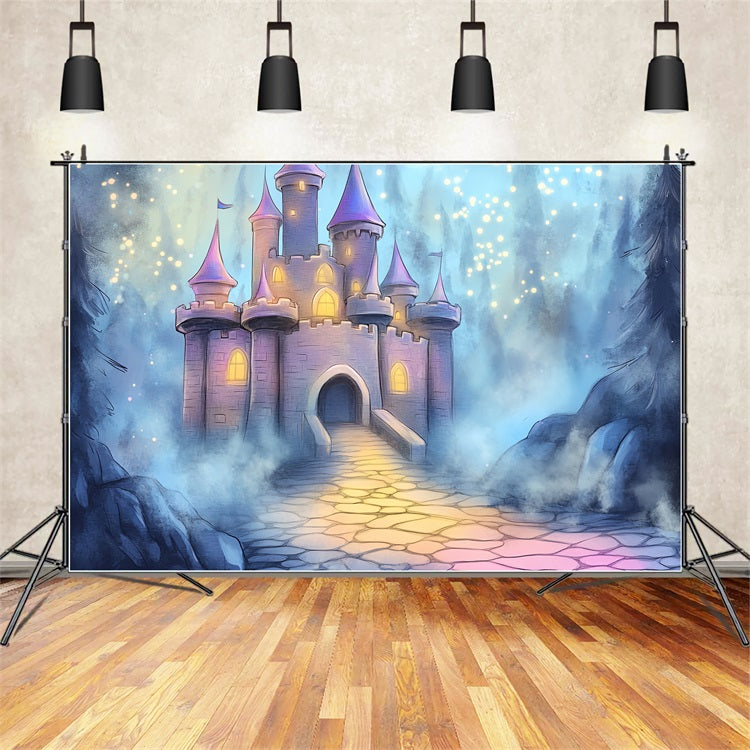 Castle Backdrop Magical Night Misty Forest Backdrop UK CSH4-335