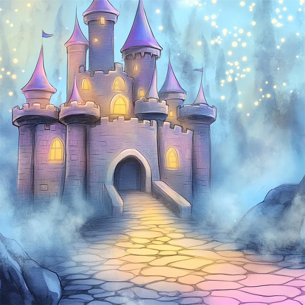 Castle Backdrop Magical Night Misty Forest Backdrop UK CSH4-335