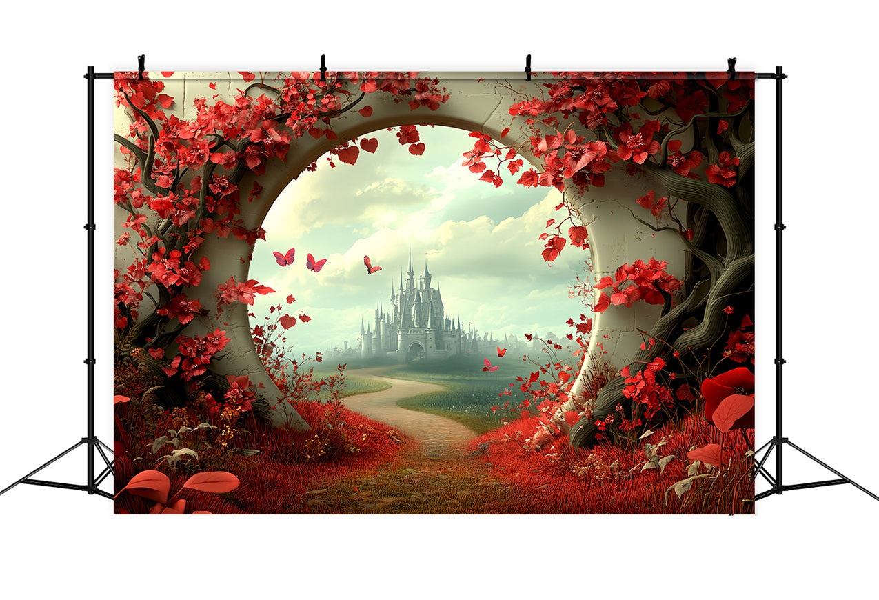 Castle Photography Backdrop Secret Red Path Backdrop UK CSH4-338