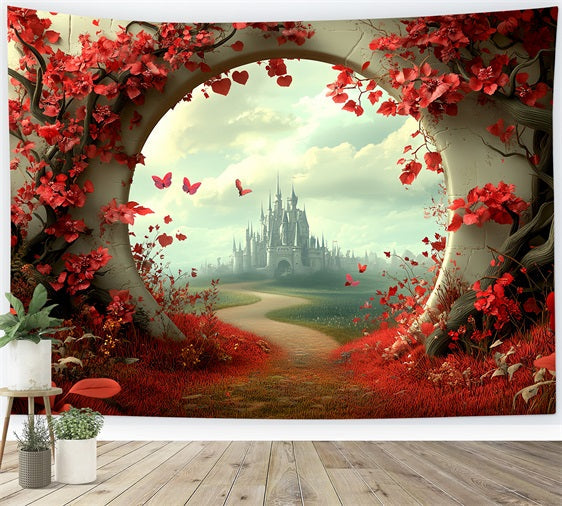 Castle Photography Backdrop Secret Red Path Backdrop UK CSH4-338