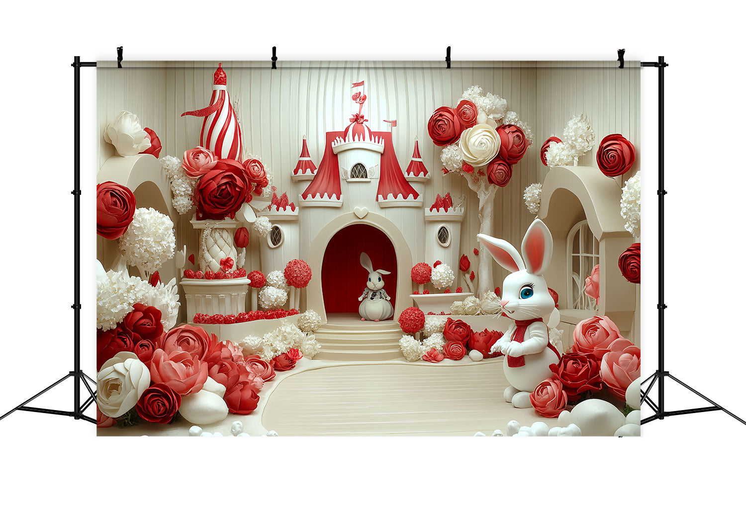 Castle Interior Backdrop Floral Bunny Paradise Backdrop UK CSH4-339
