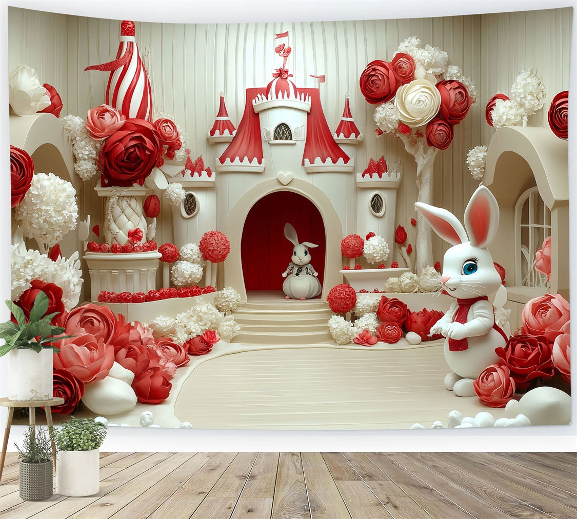 Castle Interior Backdrop Floral Bunny Paradise Backdrop UK CSH4-339