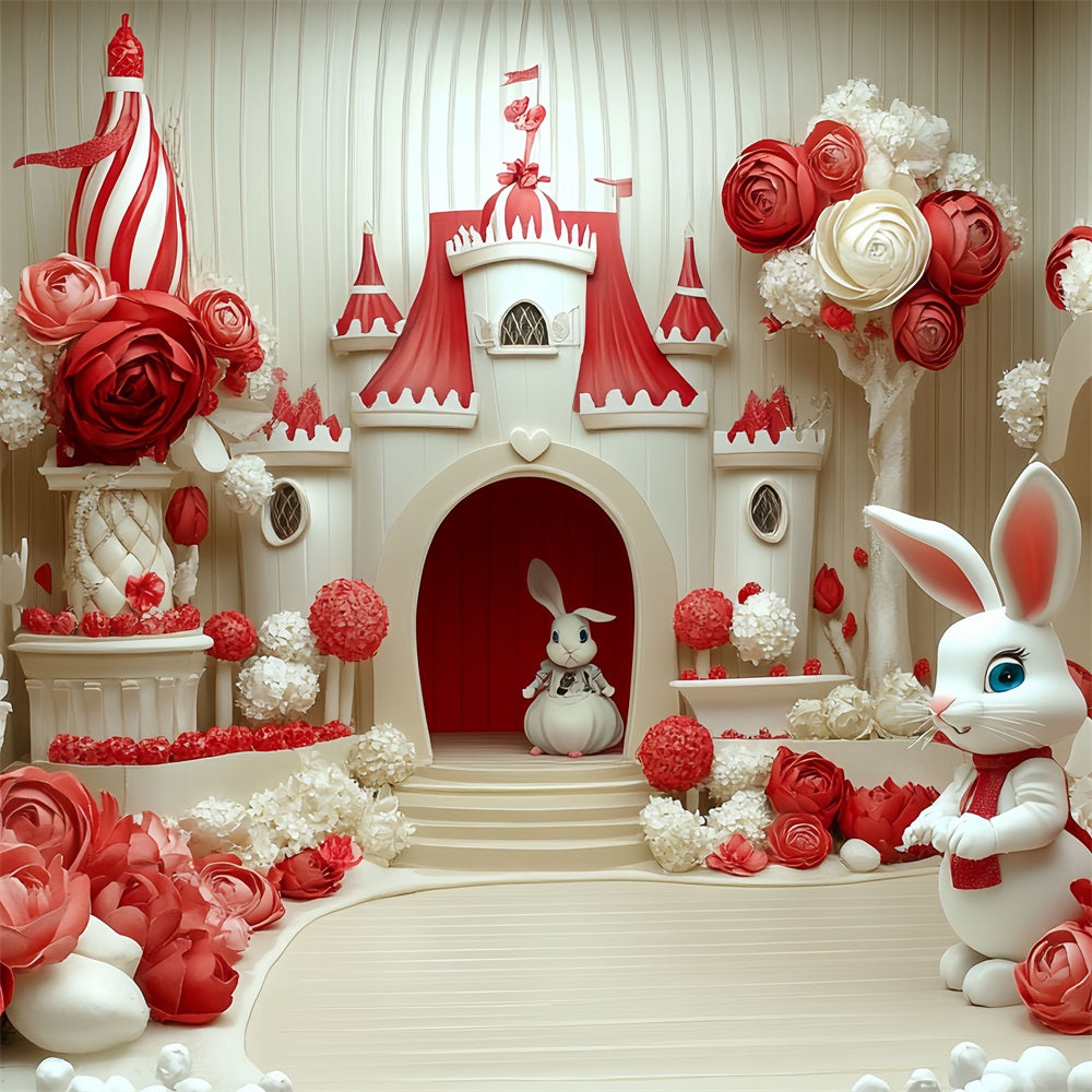 Castle Interior Backdrop Floral Bunny Paradise Backdrop UK CSH4-339