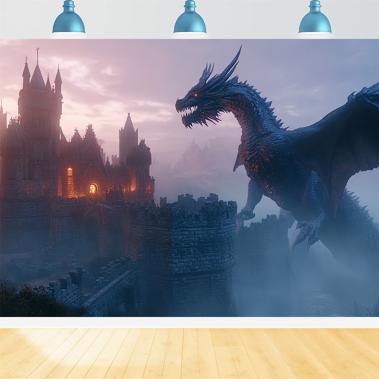 Backdrop Castle Midnight Dragon Medieval Backdrop UK CSH4-341