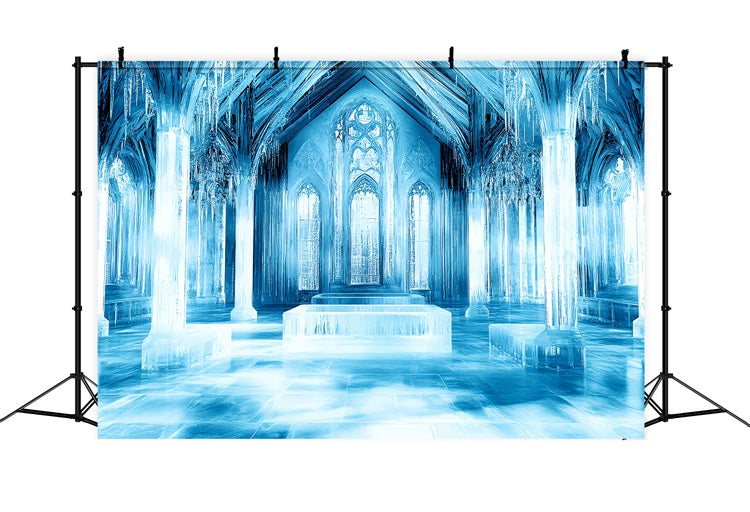 Ice Castle Backdrop Frozen Palace Crystal Columns Backdrop UK CSH4-345