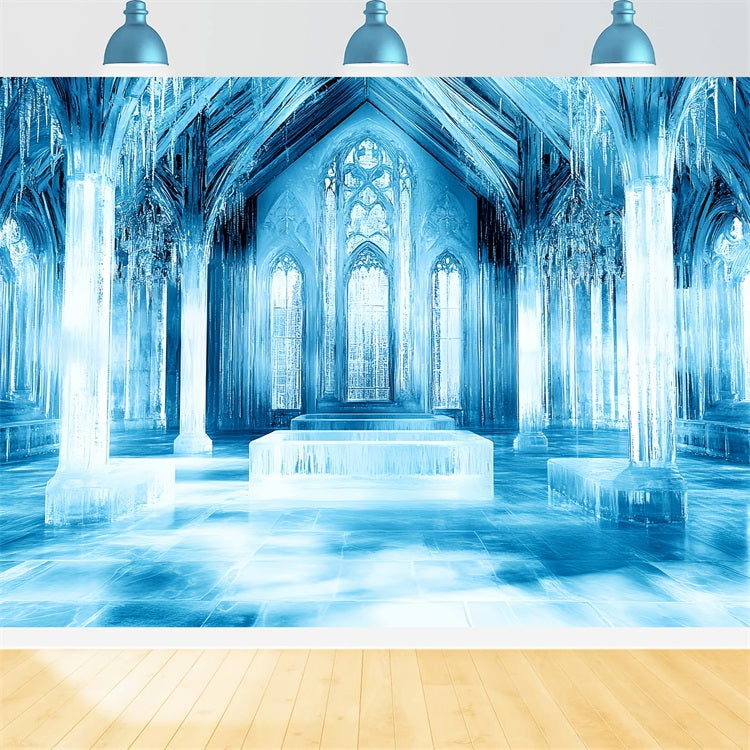 Ice Castle Backdrop Frozen Palace Crystal Columns Backdrop UK CSH4-345