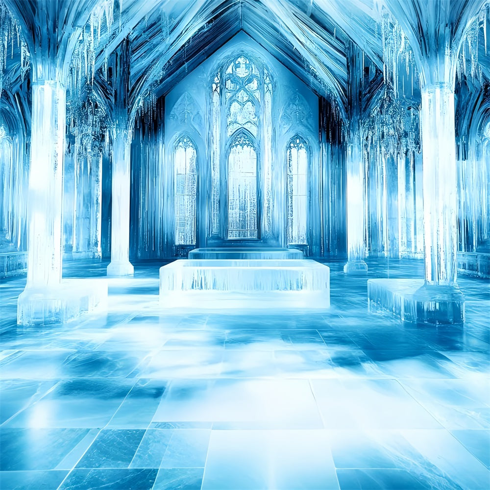 Ice Castle Backdrop Frozen Palace Crystal Columns Backdrop UK CSH4-345