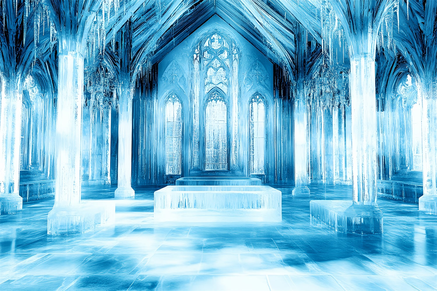 Ice Castle Backdrop Frozen Palace Crystal Columns Backdrop UK CSH4-345