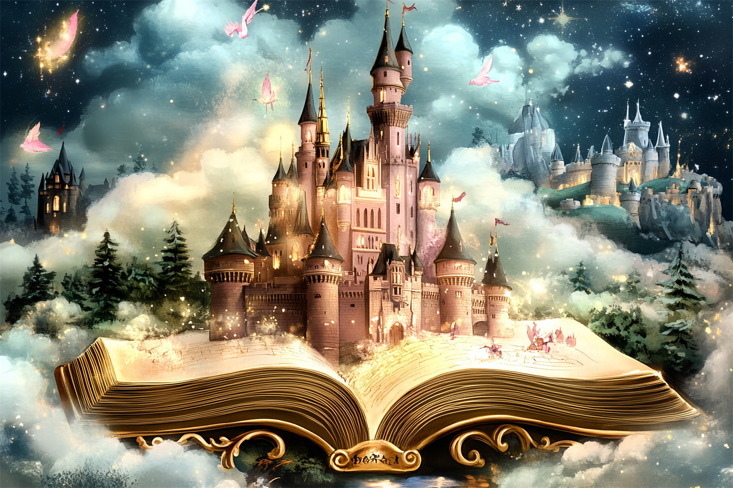 Castle Backdrops Magical Storybook Starlit Sky Backdrop UK CSH4-347