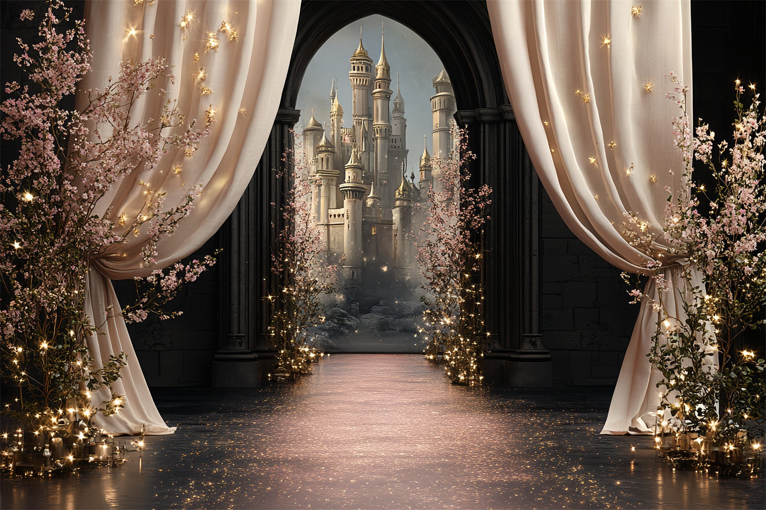 Castle Backdrops Curtain Reveal Enchanted Bloom Backdrop UK CSH4-350