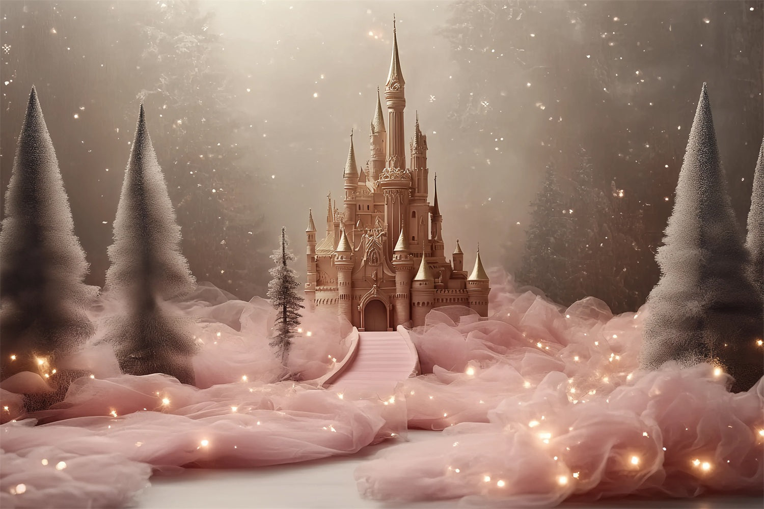 Castle Photography Backdrop Soft Tulle Path Forest Backdrop UK CSH4-352