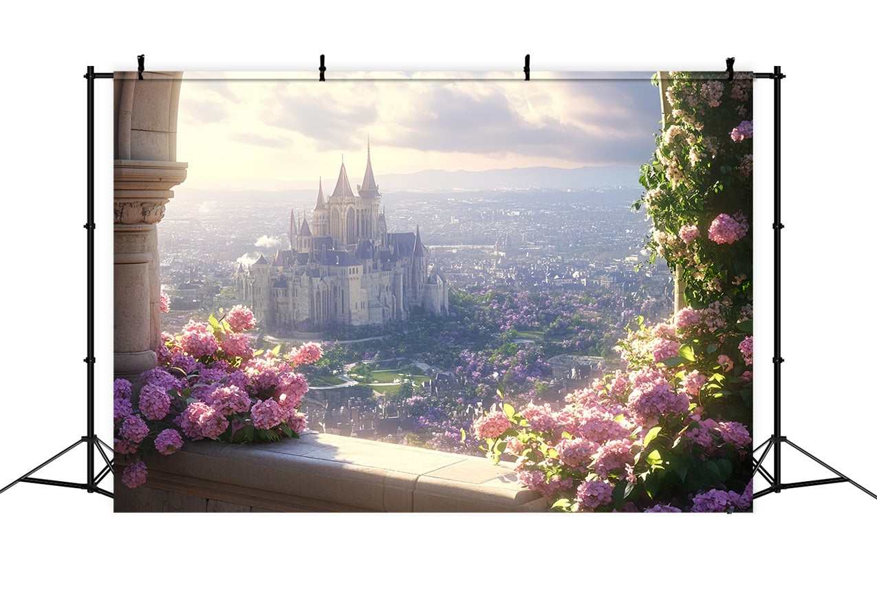Castle Backdrops Romantic Pink Flowers Backdrop UK CSH4-354