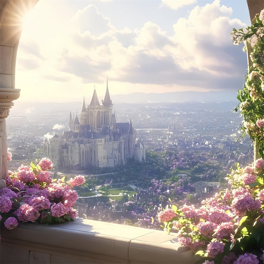 Castle Backdrops Romantic Pink Flowers Backdrop UK CSH4-354