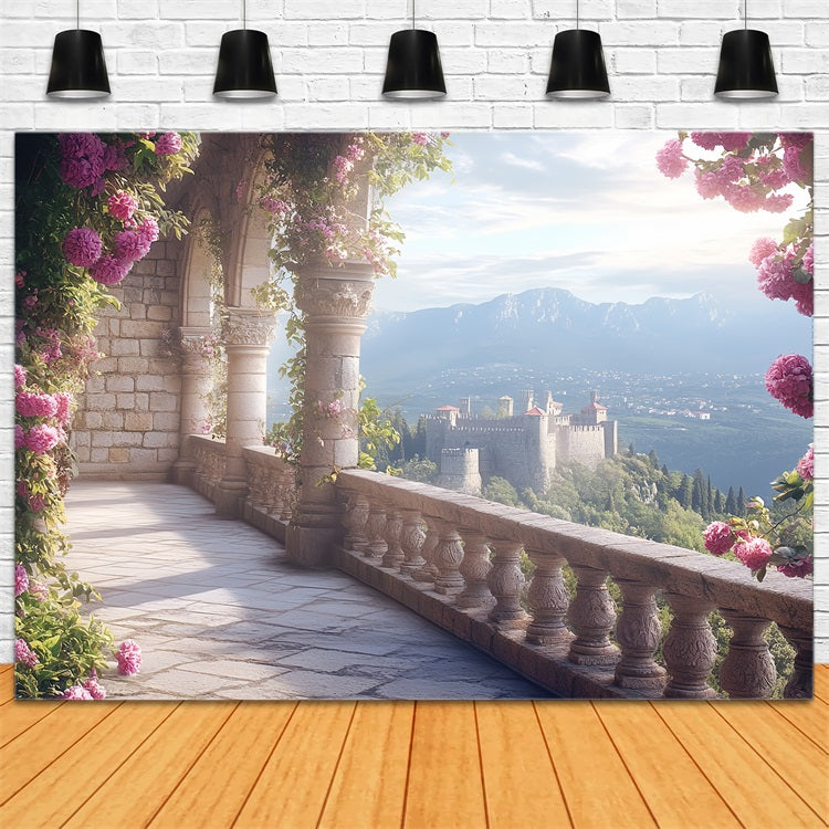 Castle Photography Backdrop Balcony Overlook Backdrop UK CSH4-355