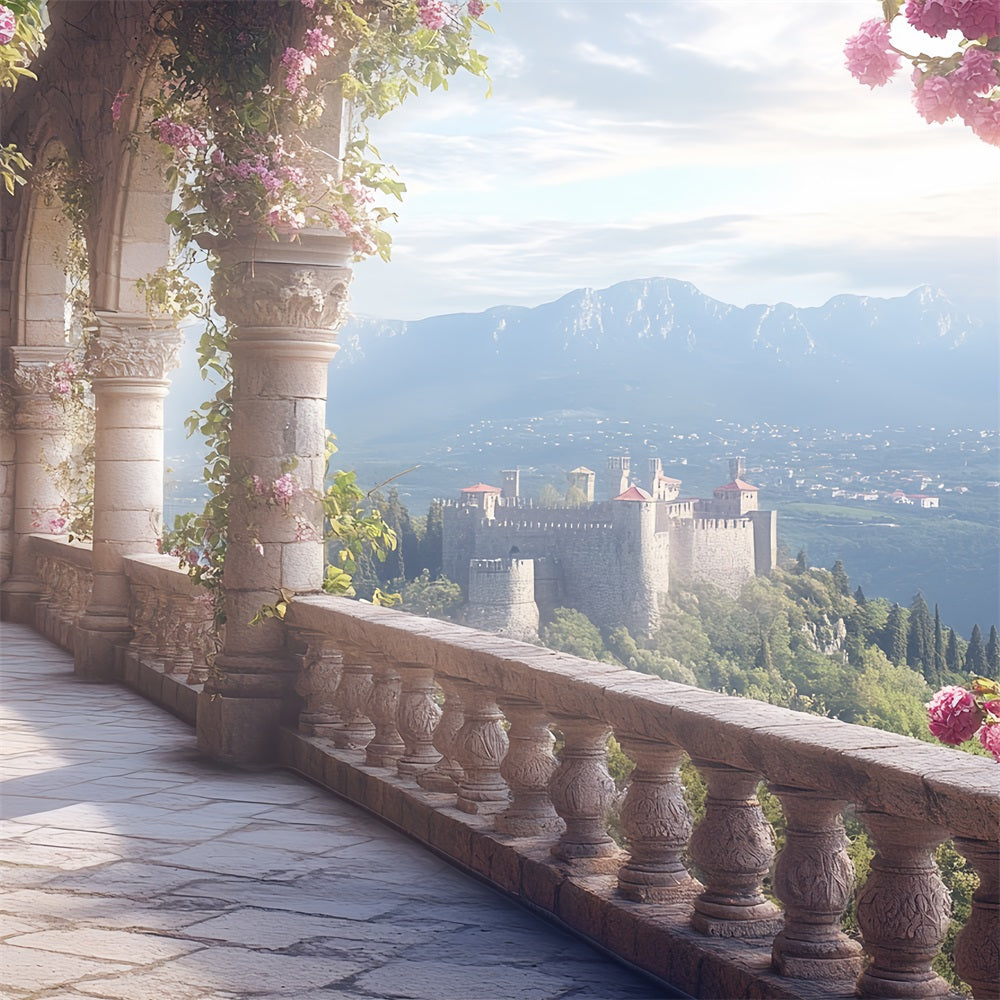Castle Photography Backdrop Balcony Overlook Backdrop UK CSH4-355