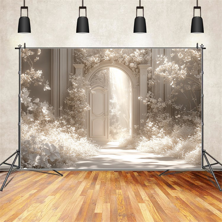 Castle Interior Backdrop White Floral Fantasy Archway Backdrop UK CSH4-358