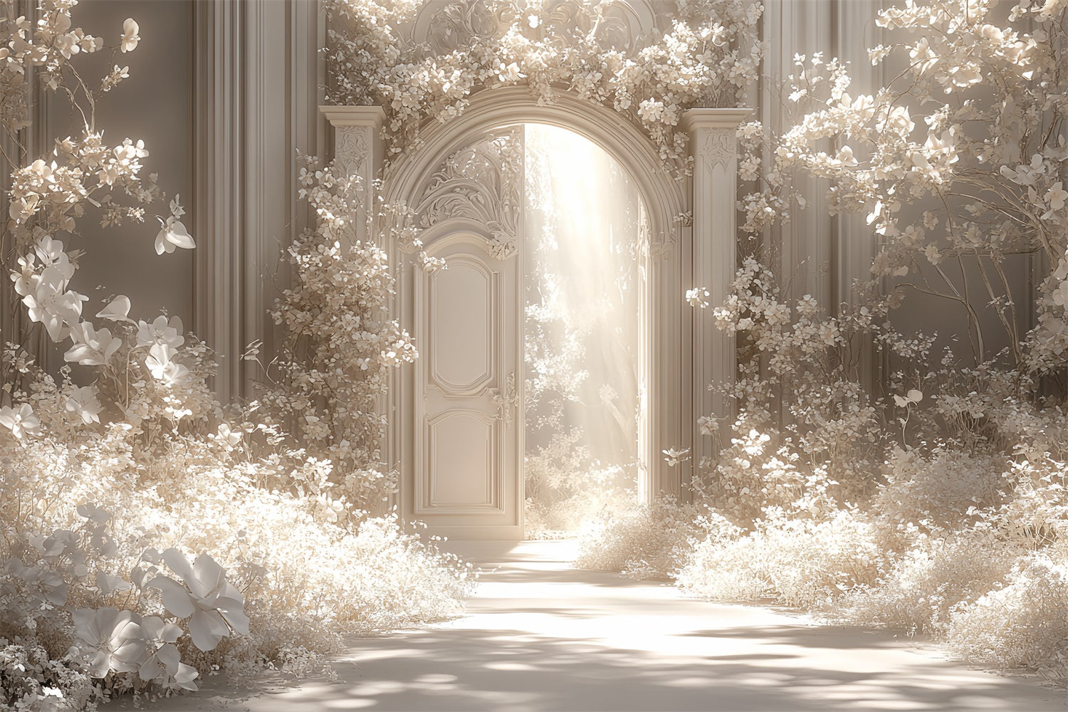Castle Interior Backdrop White Floral Fantasy Archway Backdrop UK CSH4-358