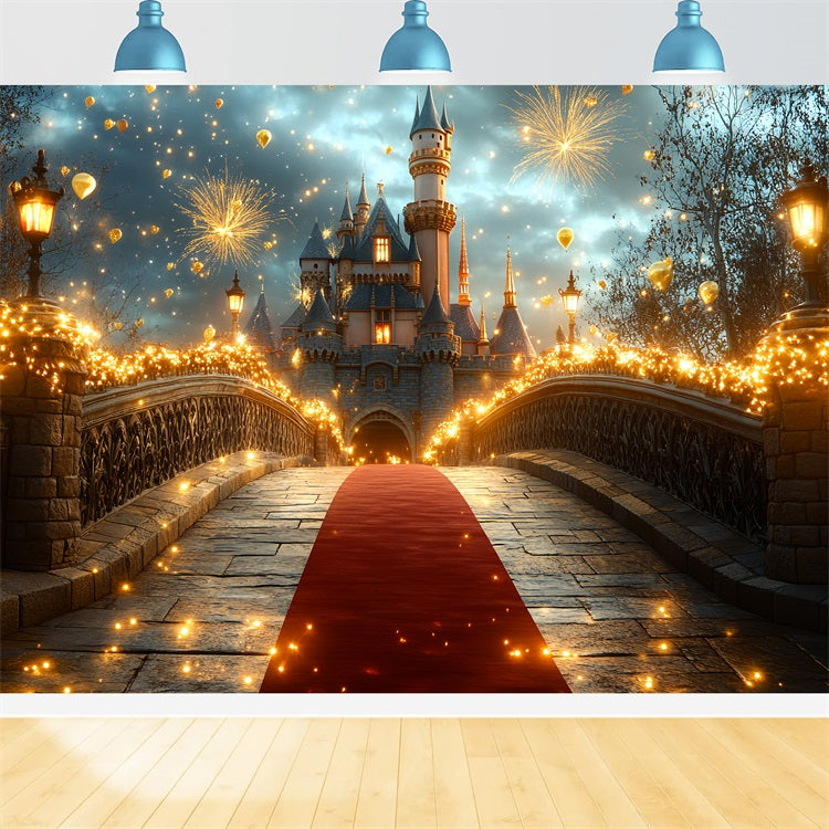Castle Backdrops Fireworks Celebration Bridge Backdrop UK CSH4-359
