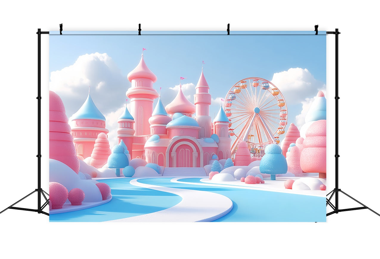 Princess Castle Backdrop Sugar Fantasy Ferris Wheel Backdrop UK CSH4-360