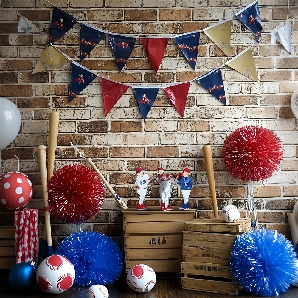 Baseball Backdrop Brick Wall Baseball Decor Backdrop UK CSH4-368