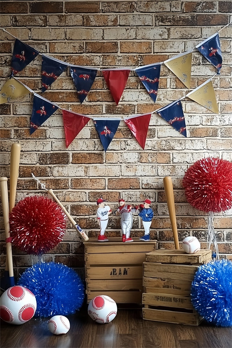 Baseball Backdrop Brick Wall Baseball Decor Backdrop UK CSH4-368