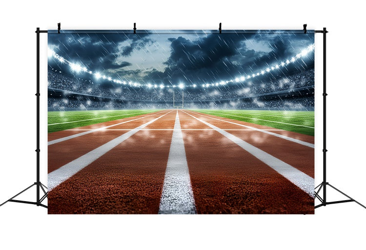Football Stadium Backdrop Rainy Stadium Track Field Backdrop UK CSH4-372
