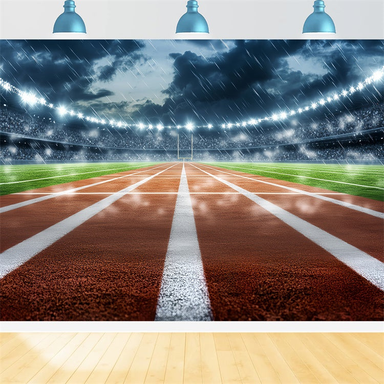 Football Stadium Backdrop Rainy Stadium Track Field Backdrop UK CSH4-372