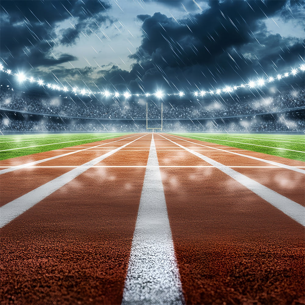 Football Stadium Backdrop Rainy Stadium Track Field Backdrop UK CSH4-372