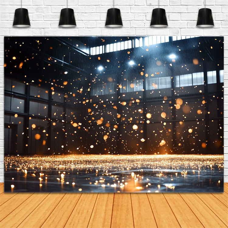 Sports Photo Backdrops Sparkling Gold Gym Arena Backdrop UK CSH4-385