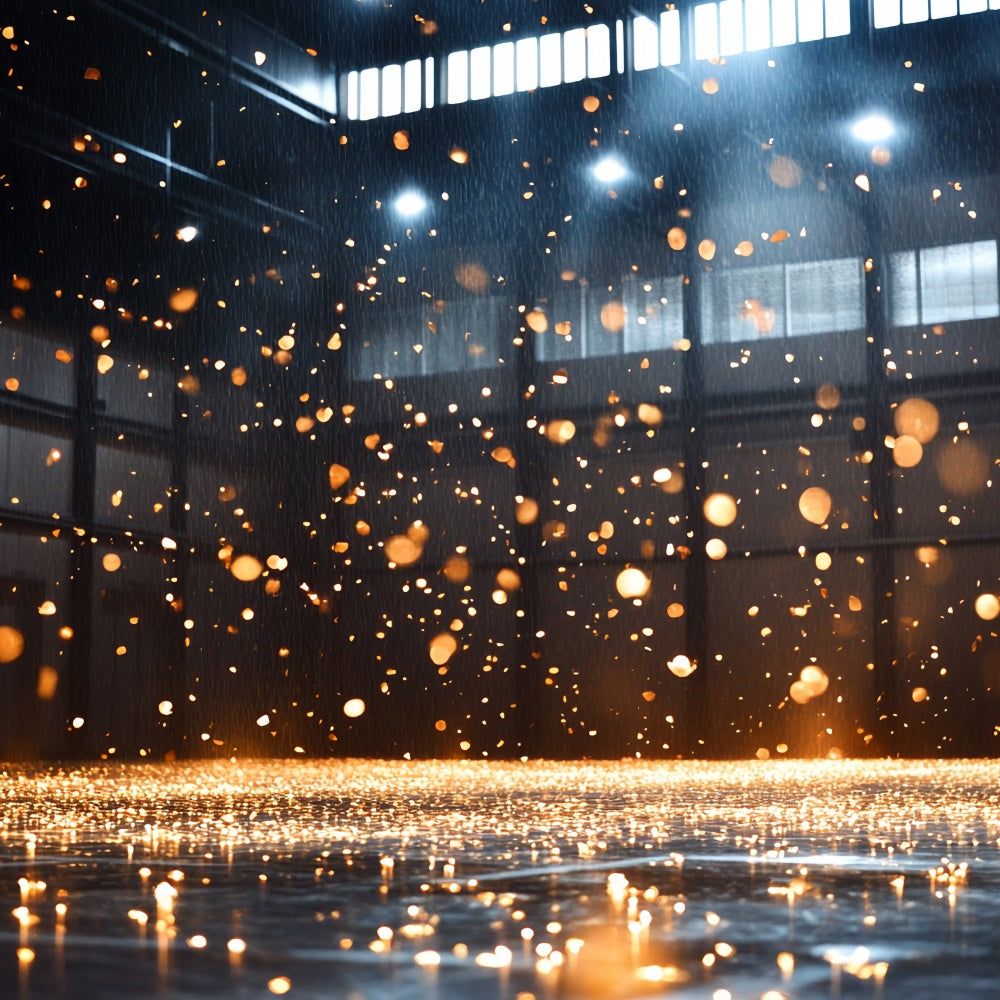 Sports Photo Backdrops Sparkling Gold Gym Arena Backdrop UK CSH4-385