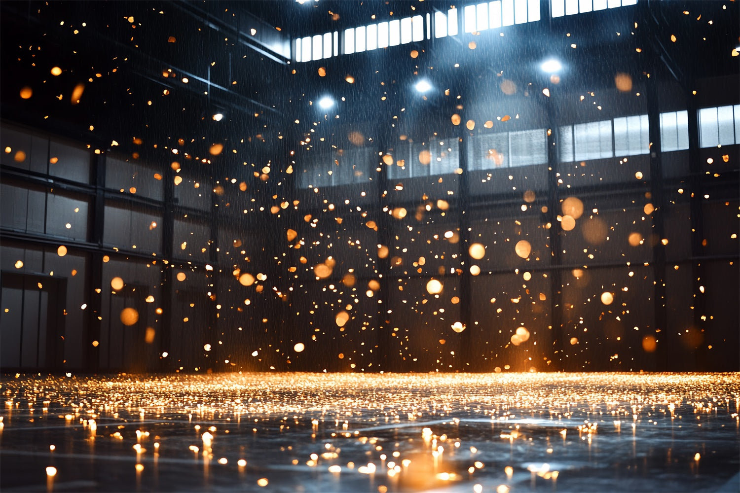 Sports Photo Backdrops Sparkling Gold Gym Arena Backdrop UK CSH4-385