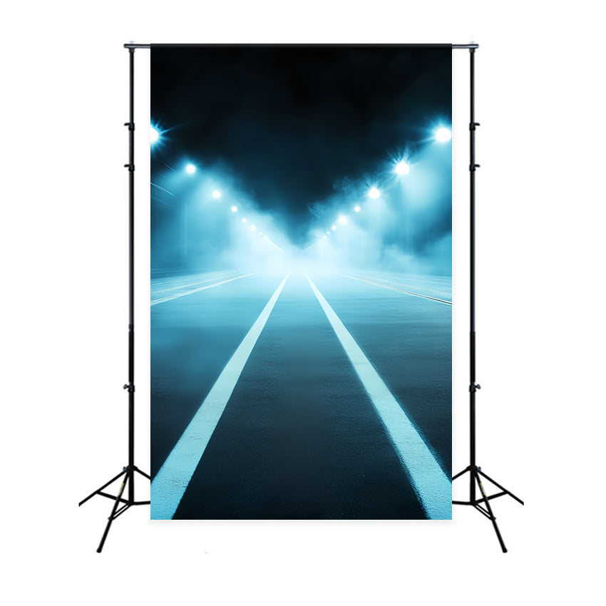 Sports Photography Backdrops Misty Night Race Lane Backdrop UK CSH4-388