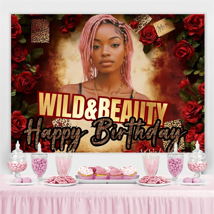 Customized Backdrop For Birthday Bold Red Roses Glam Backdrop UK CSH4-39