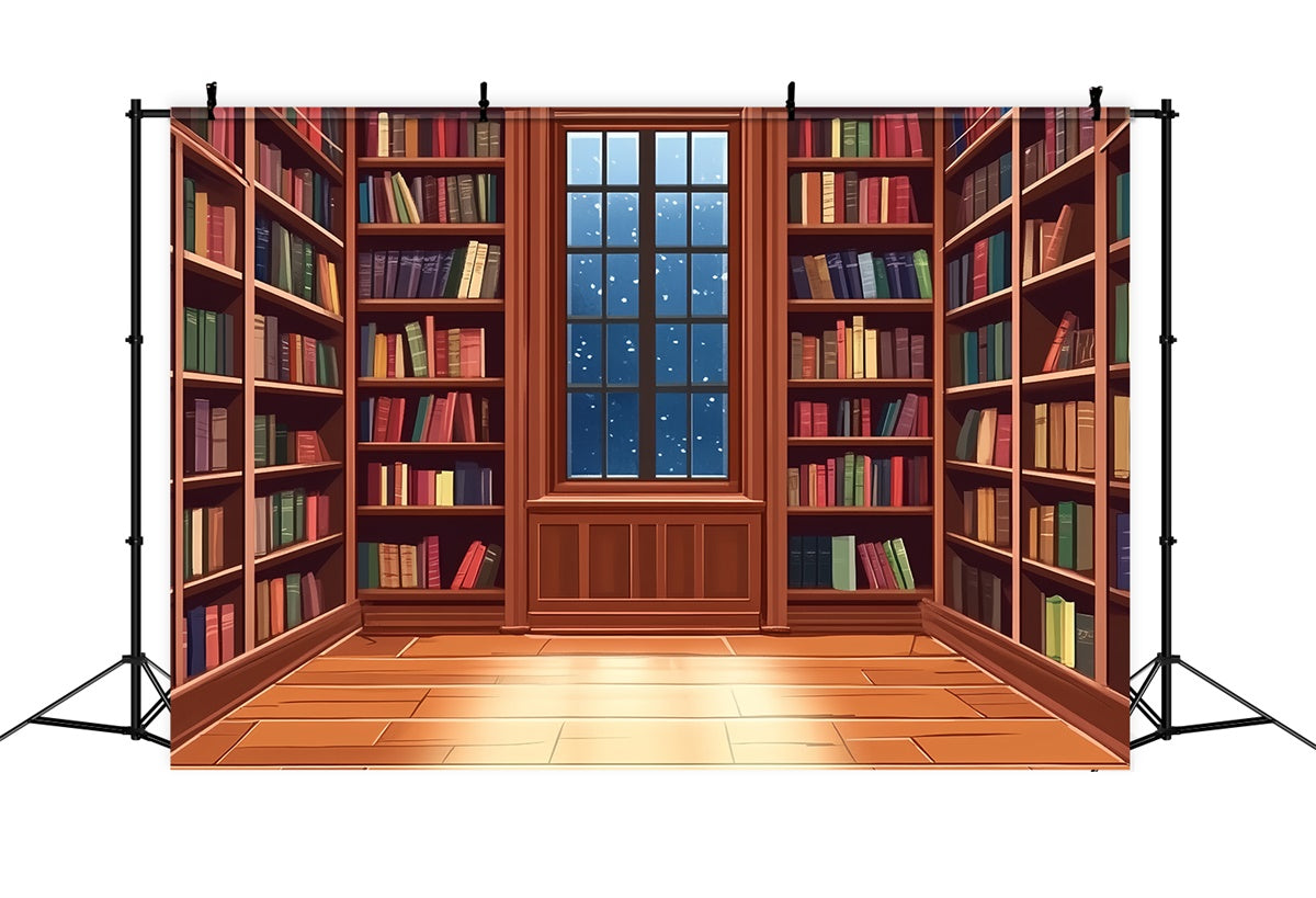 Vintage Backdrop For Photoshoot Wooden Book Room Backdrop UK CSH4-405