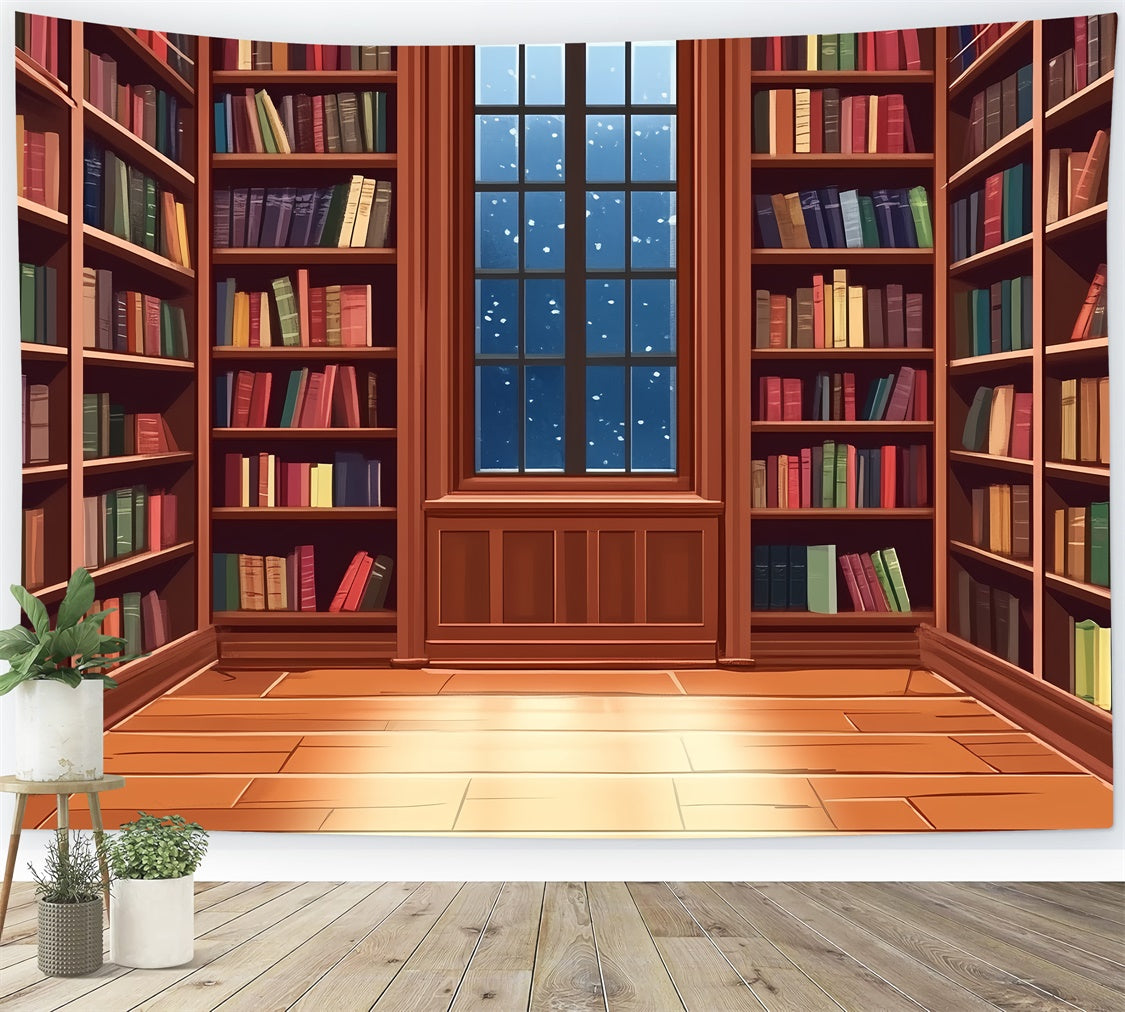 Vintage Backdrop For Photoshoot Wooden Book Room Backdrop UK CSH4-405