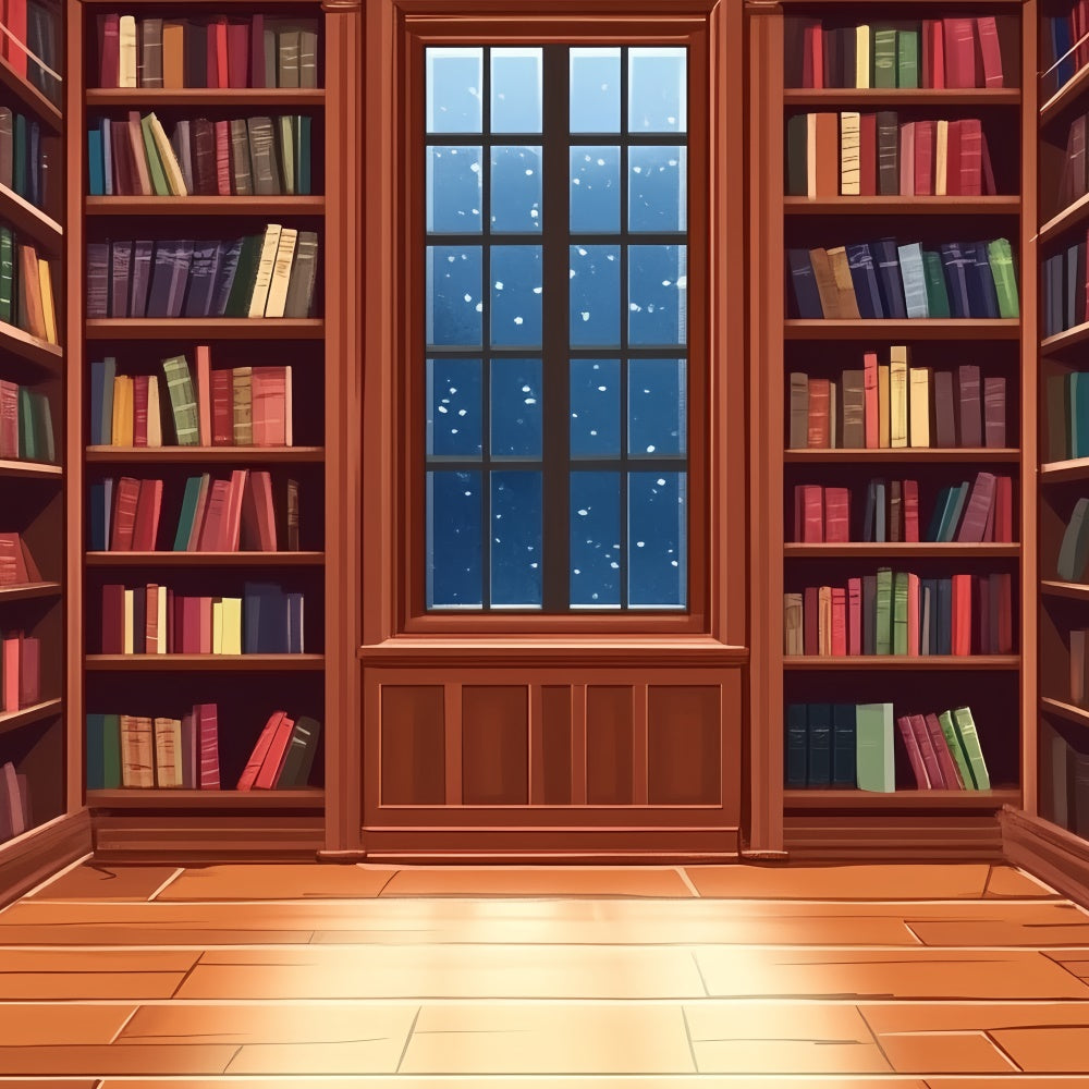 Vintage Backdrop For Photoshoot Wooden Book Room Backdrop UK CSH4-405