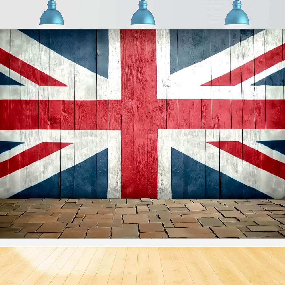 Vintage Backdrop For Photoshoot Classic Flag Wooden Panel Backdrop UK CSH4-421