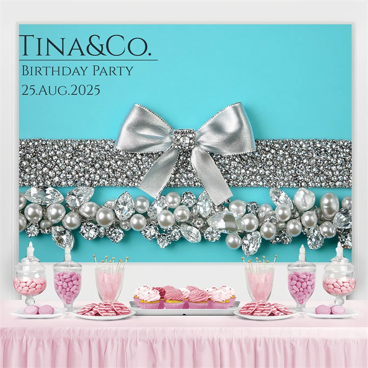 Custom Birthday Party Backdrop Shiny Crystal Jewelry Backdrop UK CSH4-43