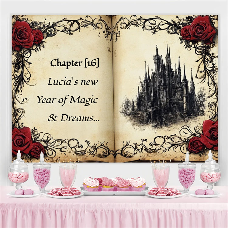 Custom Made Birthday Backdrops Vintage Book Castle Magic Backdrop UK CSH4-44