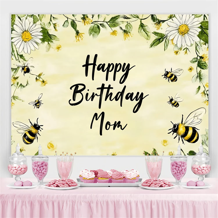 Personalized Birthday Backdrops Yellow Daisy Bee Floral Backdrop UK CSH4-49