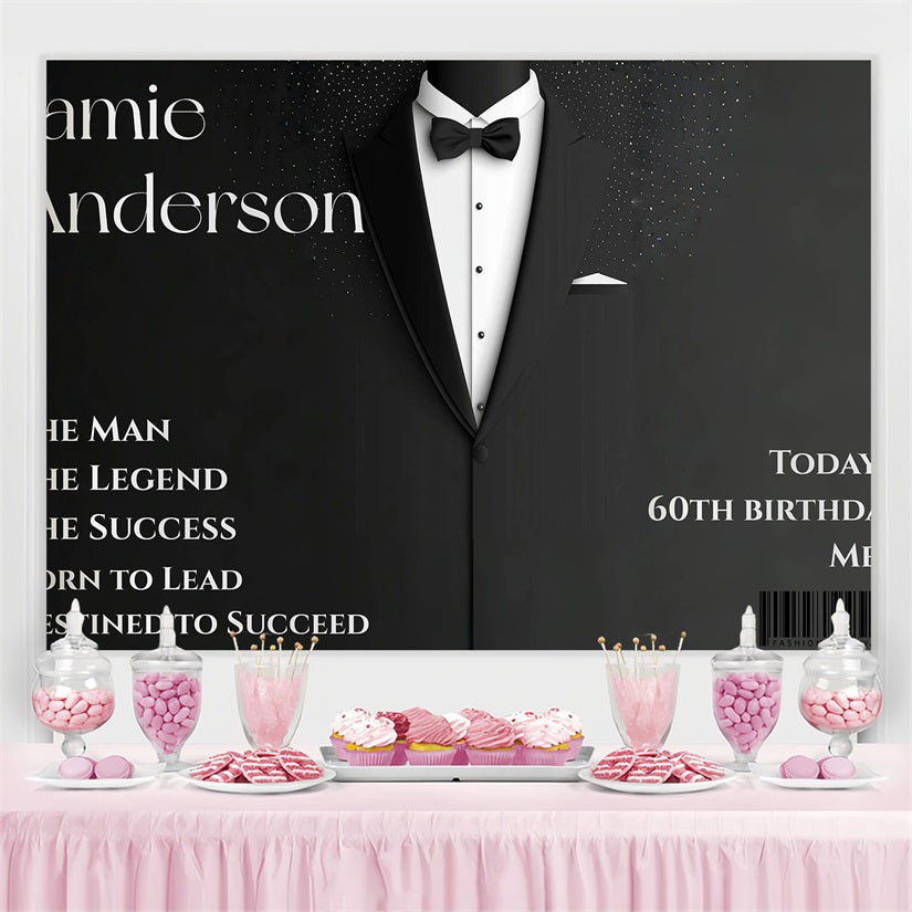 Personalized Birthday Backdrop Black Tuxedo Backdrop UK CSH4-5