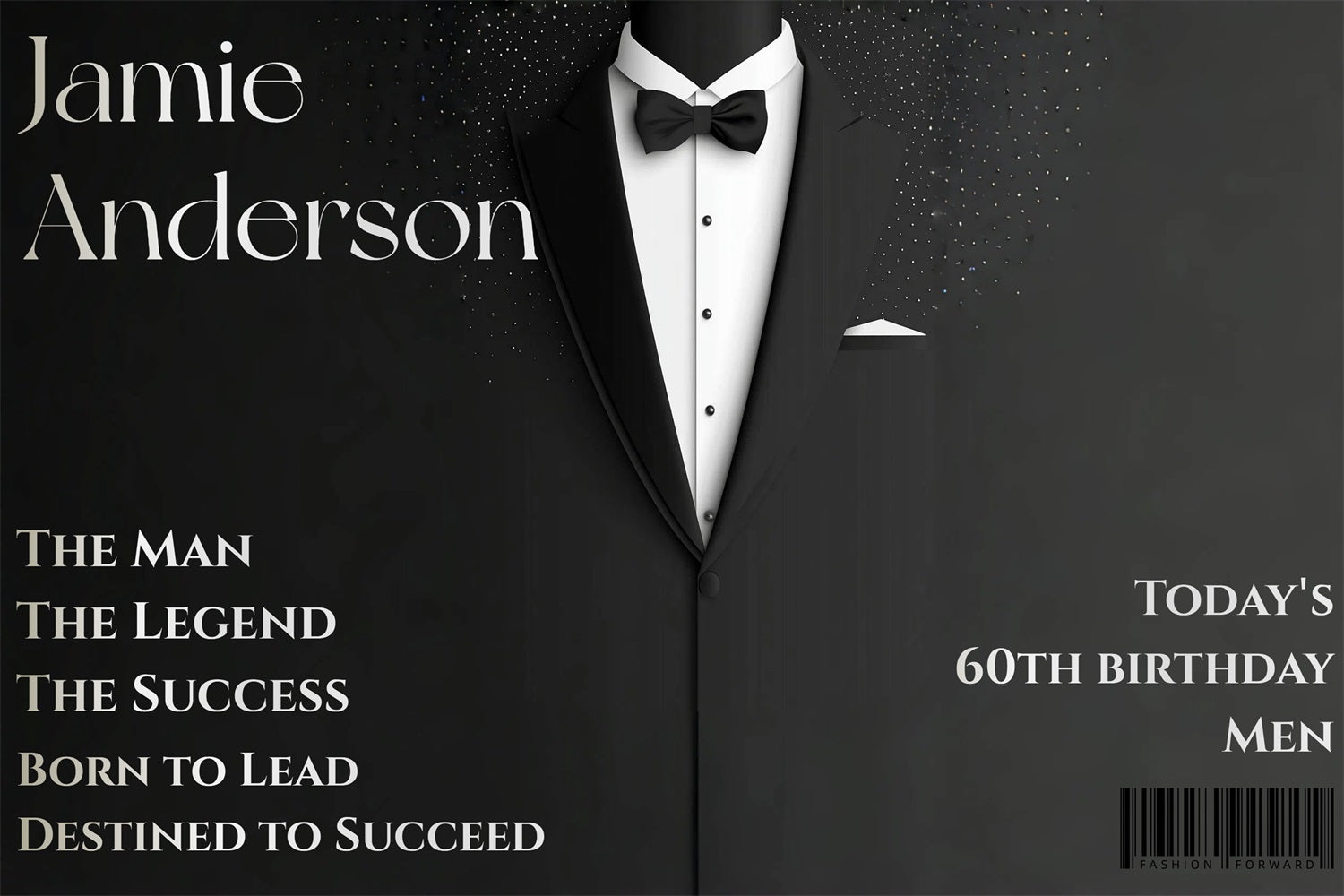 Personalized Birthday Backdrop Black Tuxedo Backdrop UK CSH4-5