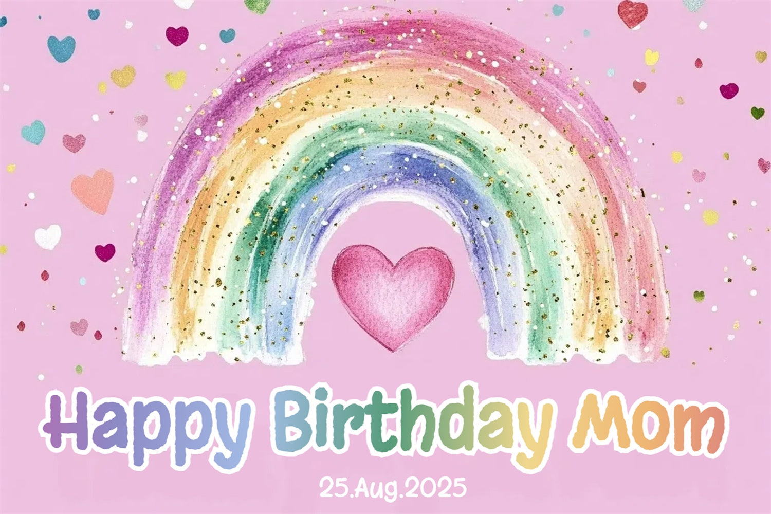 Custom Made Birthday Backdrops Watercolor Rainbow Glitter Backdrop UK CSH4-50