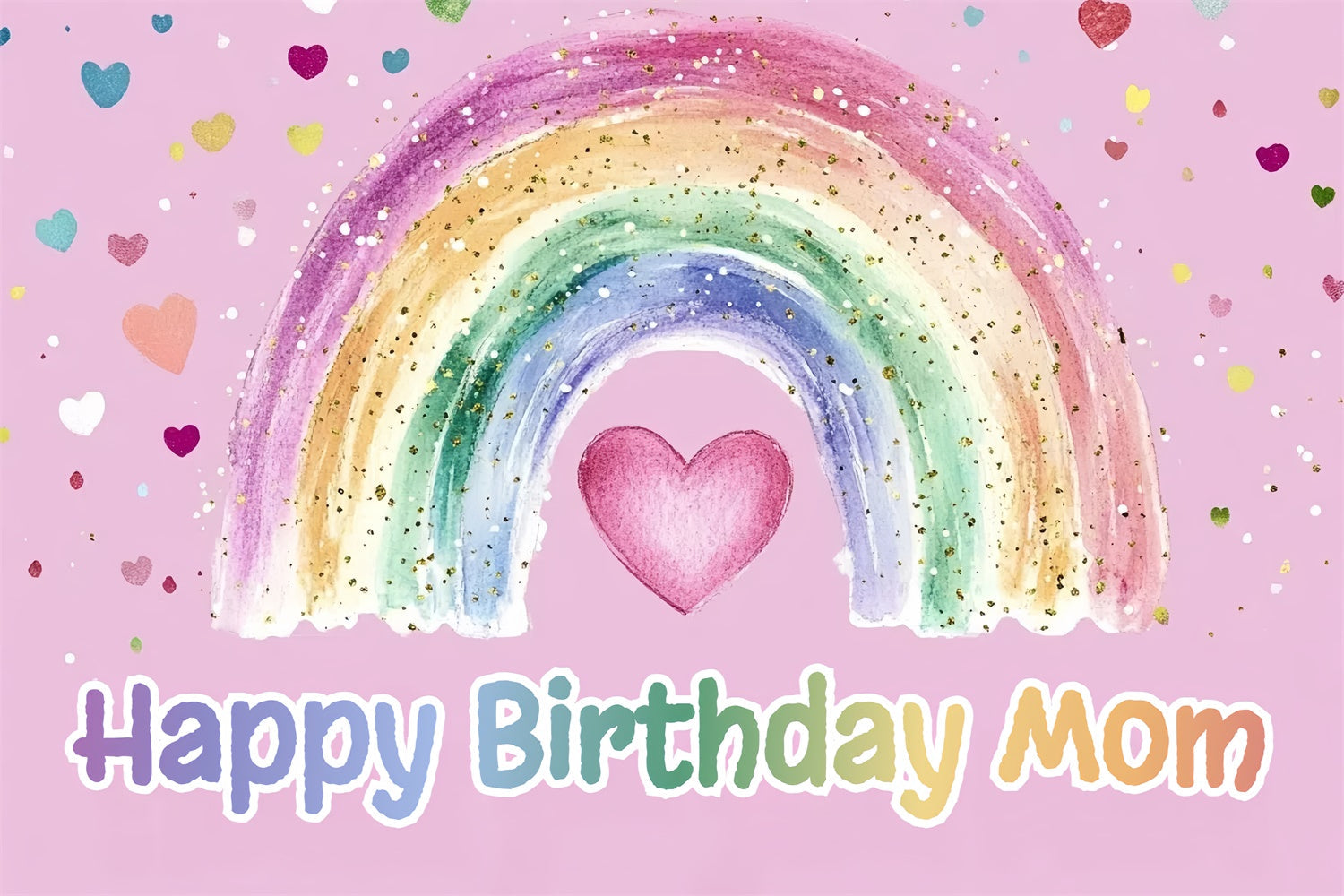 Custom Made Birthday Backdrops Watercolor Rainbow Glitter Backdrop UK CSH4-50