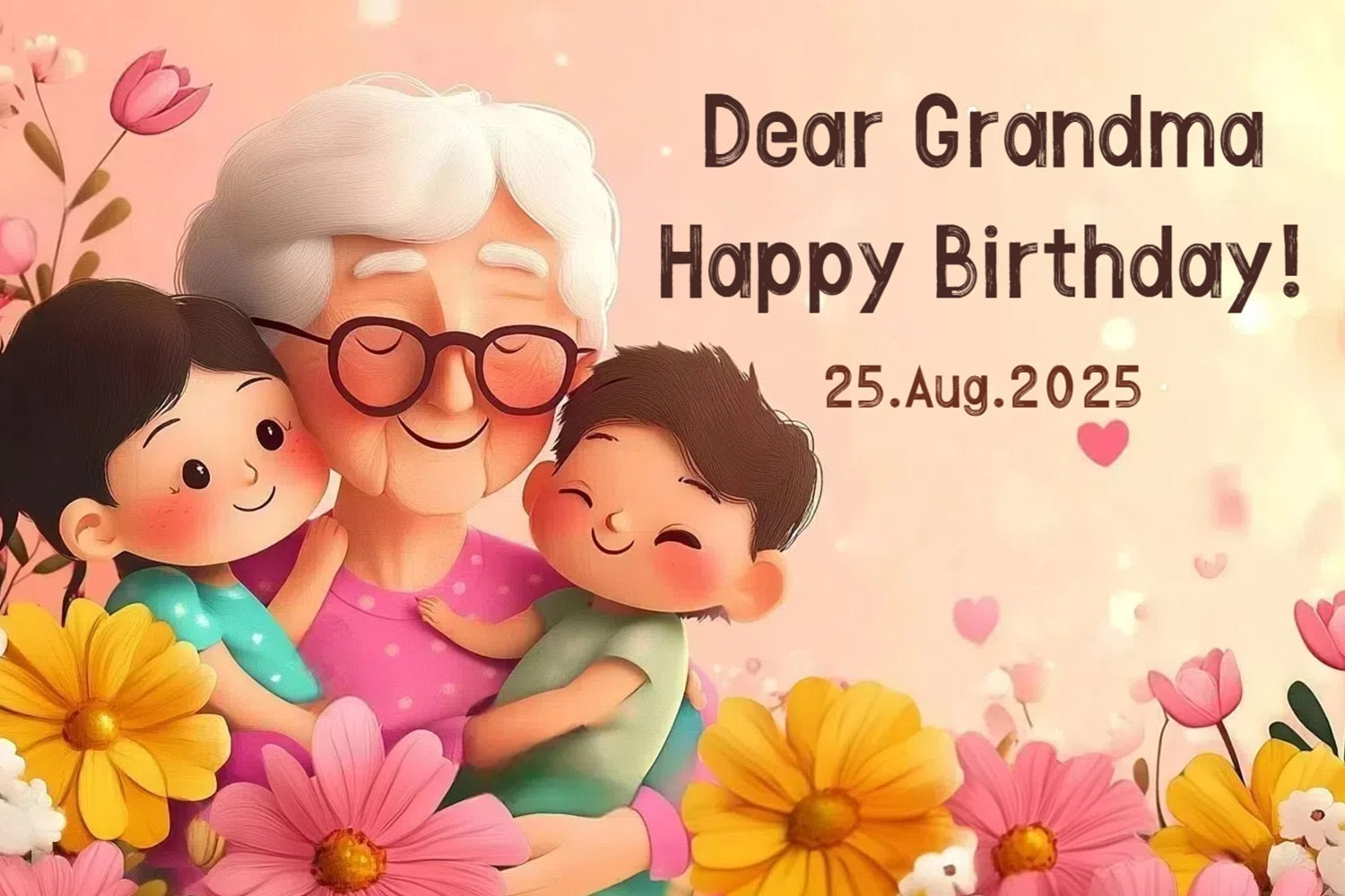 Birthday Backdrop Cartoon Grandma Hug Personalized Backdrop UK CSH4-51